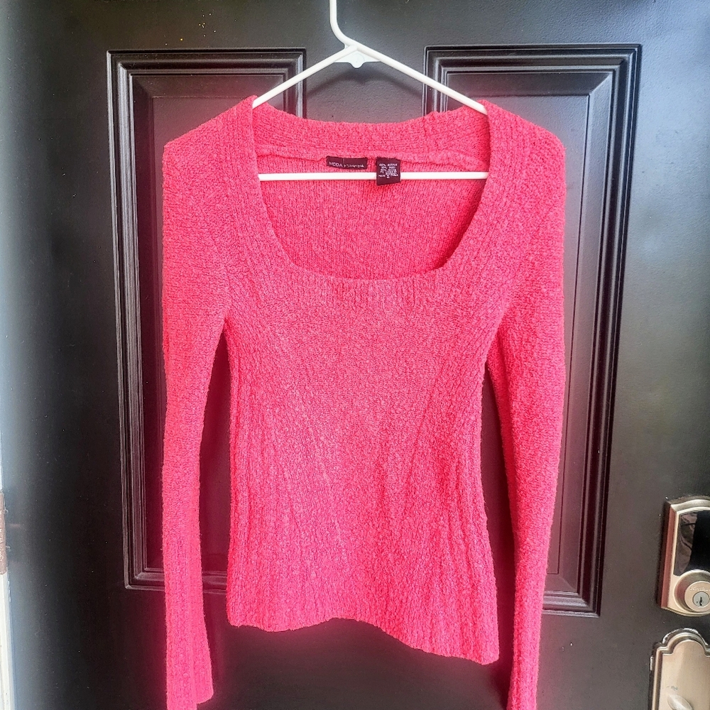Moda Internacional Wool Blend Barbie Pink Long Sleeve Sweater Small
